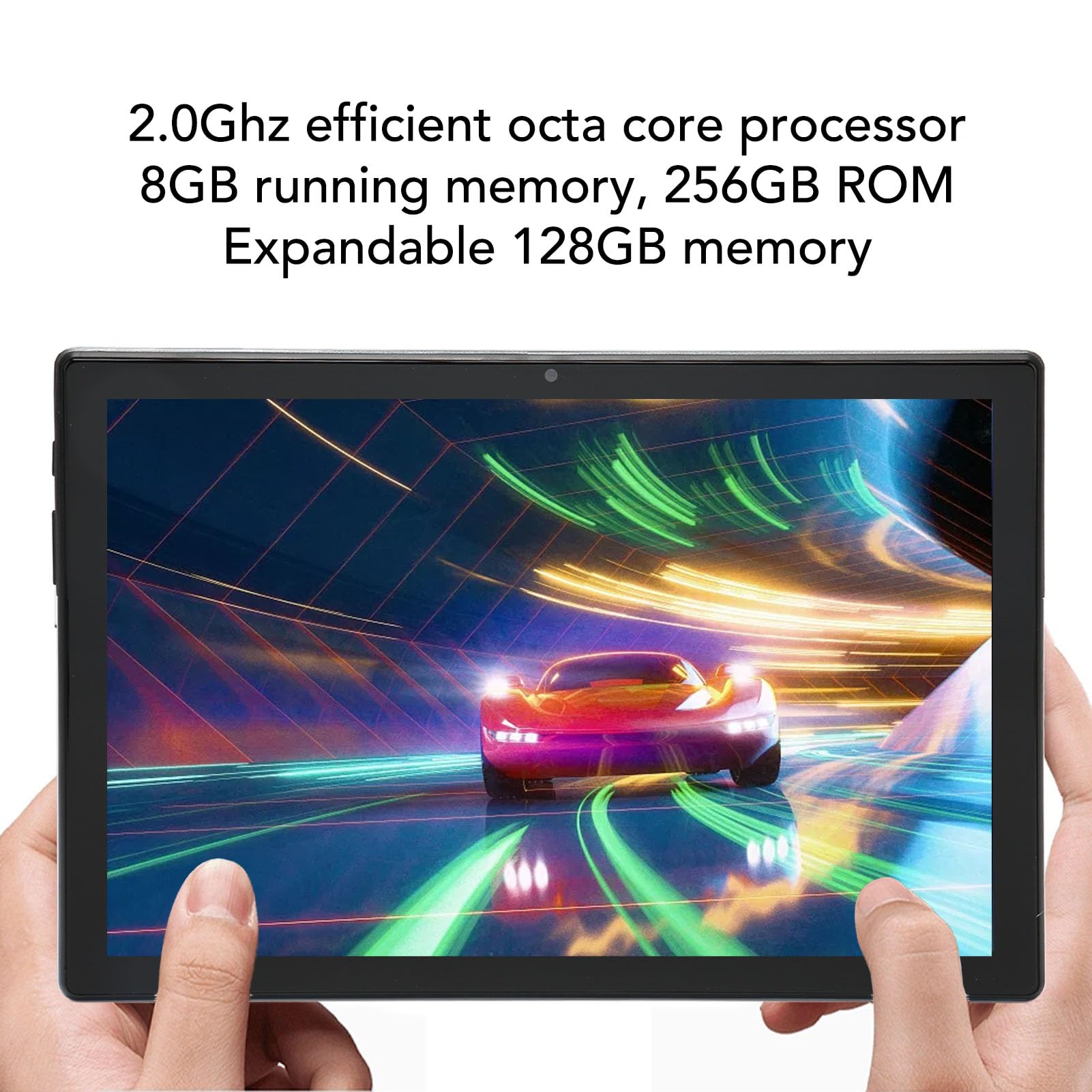 2 in 1 Tablet 10.1 Inch 12 8GB 256GB 16MP Camera Octa Core Processor WiFi GPS BT Tablet PC with Keyboard Blue (US Plug)