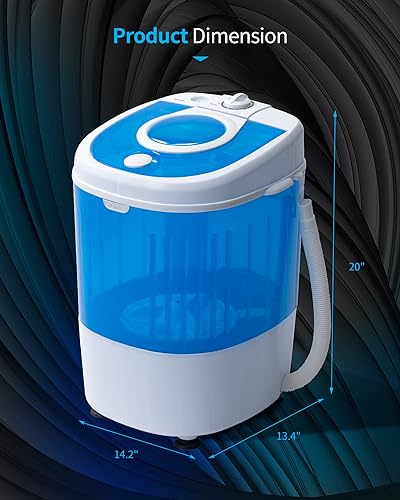 Muhub Portable Mini Washing Machine, Small Washer no dryer, 7.7lbs Semi-Automatic Compact Washer Machine, Laundry Washer for Home Apartment RV, Blue