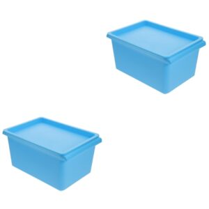 vosarea 2pcs box storage box with lid plastic containers with lids plastic sundries storage plastic storage container cardboard file bin pantry organization office with cover pp food