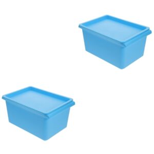 VOSAREA 2pcs Box storage box with lid plastic containers with lids plastic sundries storage plastic storage container cardboard file bin pantry organization office with cover pp food