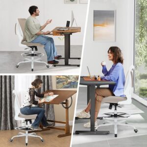 Chairoyal Office Drafting Chair, Ergonomic Tall Office Desk Chair with Adjustable Height and Footrest Ring, Executive Computer Standing Desk Stool Chair with Flip-Up Arms for Draw, Lab, Work