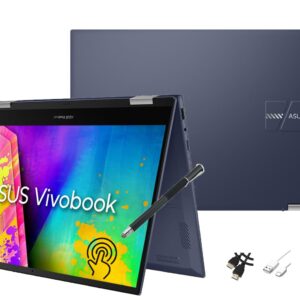 ASUS VivoBook 14 inch 2-in-1 Laptop, HD Touchscreen, Intel Celeron N4500, 4GB RAM, 64GB eMMC + 512GB SSD, NumberPad, Windows 11, 1-Year Microsoft 365 Personal, Quiet Blue with Accessories