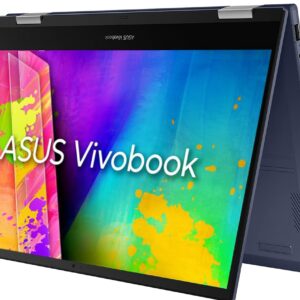 ASUS VivoBook 14 inch 2-in-1 Laptop, HD Touchscreen, Intel Celeron N4500, 4GB RAM, 64GB eMMC + 512GB SSD, NumberPad, Windows 11, 1-Year Microsoft 365 Personal, Quiet Blue with Accessories