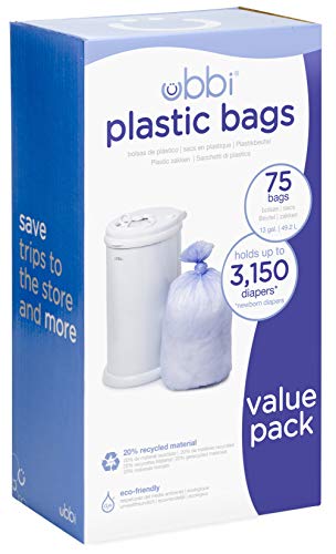 Ubbi Steel Odor Locking Diaper Pail + Disposable Pail Bags Value Pack