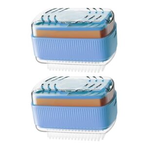 Soap Dish 2-Pack Multifunctional Soap Foaming Box Hands-Free Household Foaming Box Storage Soap Drain Box Creative Soap Box Self Draining Soap Dish (Color : Blue, Size : 13cm*7.5cm)