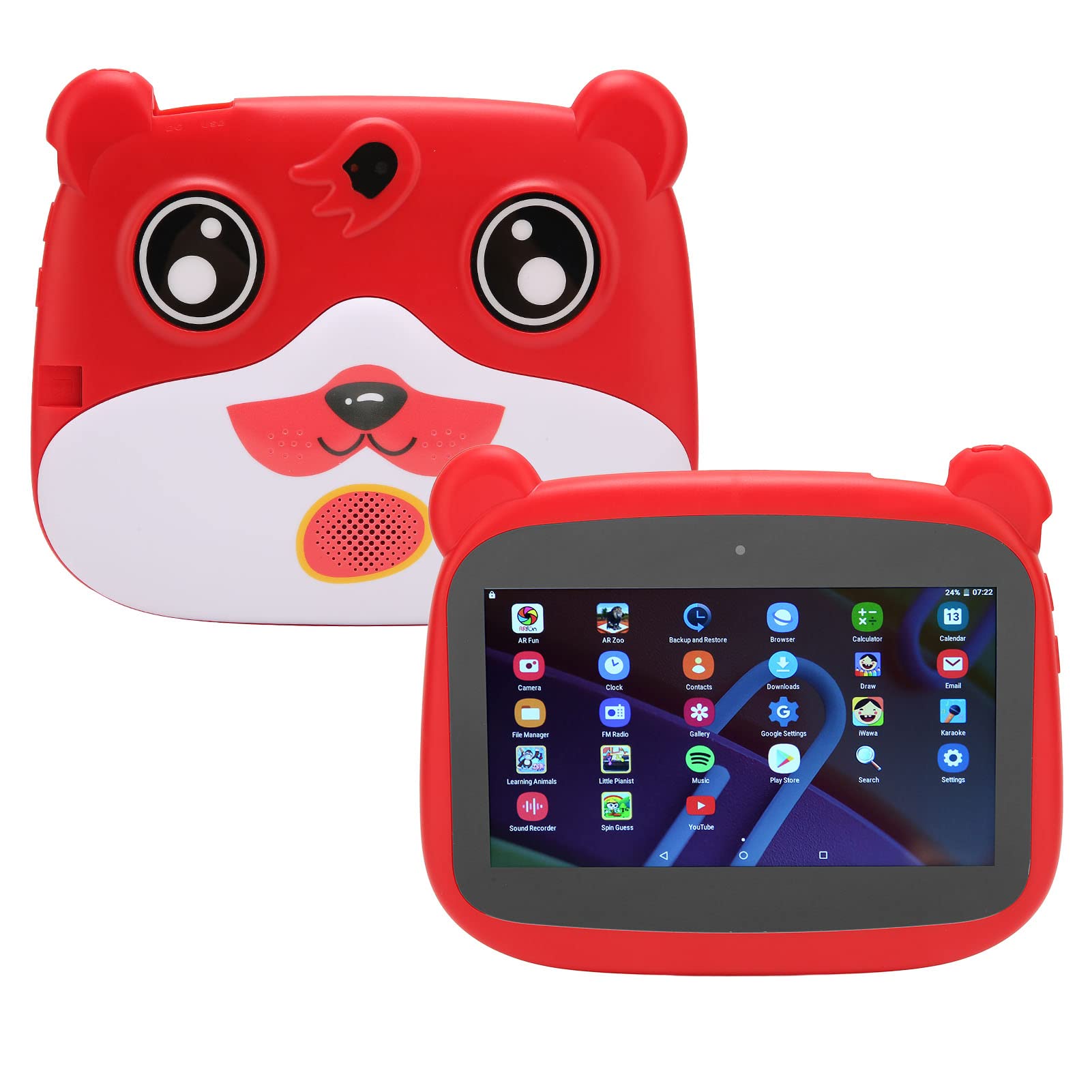 FOSA Little Bear Shaped Kids Tablet 7 Inch, Octa Core CPU, 32GB ROM, IPS HD Display, 5000mAh Battery,10.0, Dual Camera (US Plug)