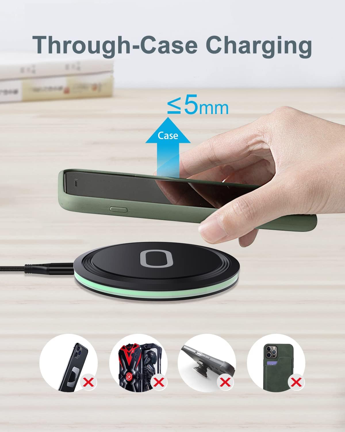 AILKIN Wireless Charger, 15W Samsung Wireless Charging Pad Fast Charging for Galaxy S24 S23 Ultra, Android Wireless Cargador Station for Google Pixel 8/8Pro/7/7a/7Pro/6 iPhone 15 Pro Max 15 Plus 14 13