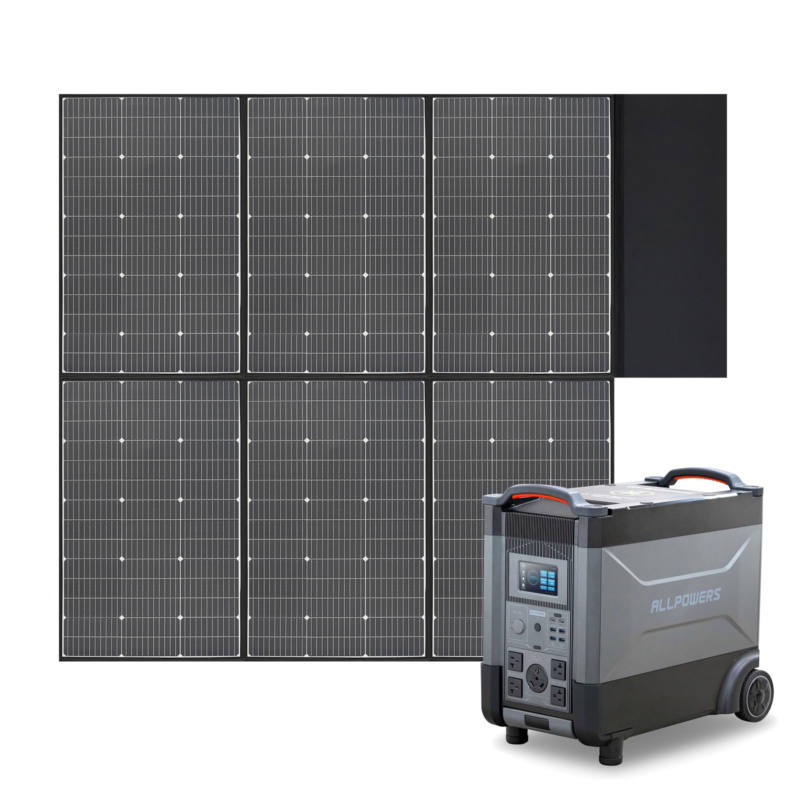 ALLPOWERS R4000 + SP039, 3600Wh 3600W LiFePO4 Expandable Portable Power Station With 600W Portable Solar Panel Included, 30A RV Outlet, Voice Control, UPS Solar Generator With Panel In