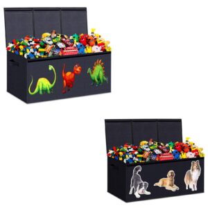 homemarvel toy chest for boys, black dinosaur and dog pattern