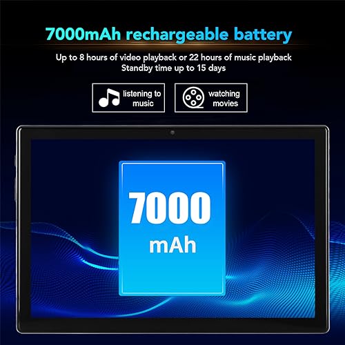 Jopwkuin Tablet, 2 in 1 USB C Fast Charging 100‑240V Support 10. 1 Inch Tablet for Work for Android 12 (US Plug)