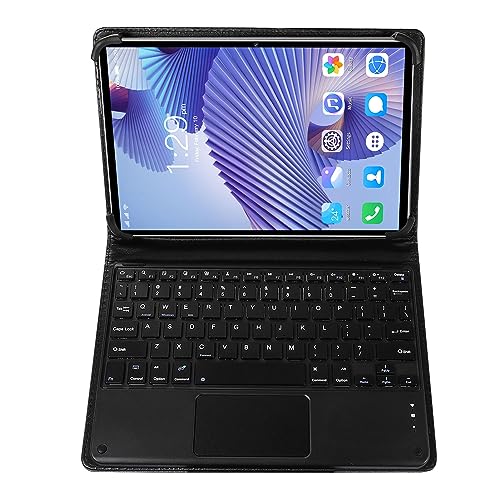 Jopwkuin Tablet PC, Octa Core CPU HD Tablet 8GB RAM 256GB ROM 10.1in FHD 5G WiFi 4G LTE with Keyboard for Travel (US Plug)