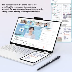 Jopwkuin Laptop Computer, 15.6 Inch Laptop Dual Screen Quad Core Quad Thread 2.4G 5G WiFi with 7 Inch IPS Screen for Office (16GB+1TB US Plug)