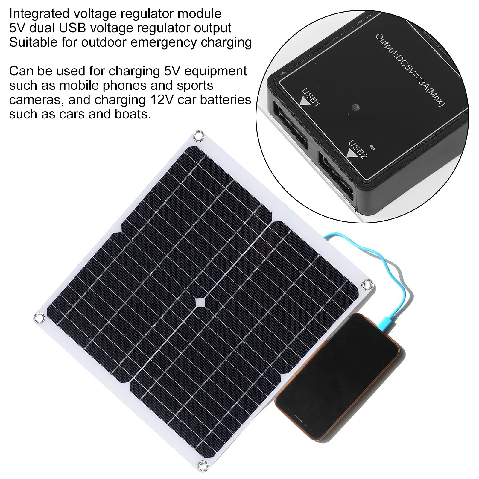Portable Solar Panels, Portable Solar Panel Kit Folding Solar Charger 20W 18V Mini Solar Panels Suitcase Dual USB