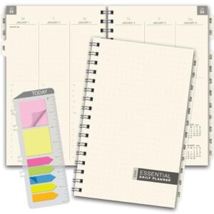 global printed products, 2024 essential 5"x8" monthly, weekly planner with tabs - 14 months (november 2023 through december 2024) - professional, easy-to-use frosted vinyl covers for extra protection