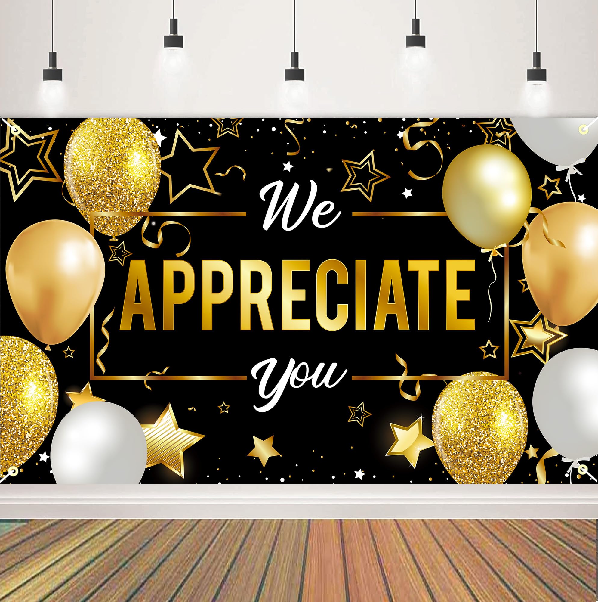 We Appreciate You Banner Backdrop, Employee Appreciation Decorations, Thank You for All You Do Banner, Veterans Teacher Doctor Nurse Staff Appreciation Party Decorations