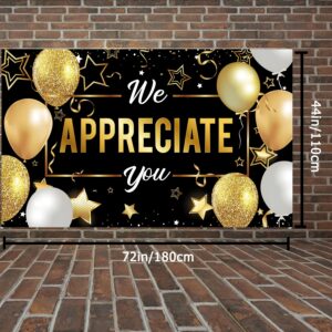 We Appreciate You Banner Backdrop, Employee Appreciation Decorations, Thank You for All You Do Banner, Veterans Teacher Doctor Nurse Staff Appreciation Party Decorations