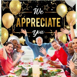 We Appreciate You Banner Backdrop, Employee Appreciation Decorations, Thank You for All You Do Banner, Veterans Teacher Doctor Nurse Staff Appreciation Party Decorations