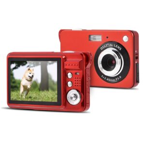 ultra slim 5mp hd digital camera, 720p video recorder with 8x digital zoom, 2.7 inch lcd screen, memory card support, face detection (red)