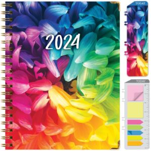 global printed products, hardcover 2024 planner: (november 2023 through december 2024) 5.5"x8" daily weekly monthly planner yearly agenda. bookmark, pocket folder & sticky note set (rainbow petals)