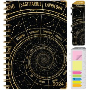 hardcover 2024 planner: (november 2023 through december 2024) 5.5"x8" daily weekly monthly planner yearly agenda. bookmark, pocket folder and sticky note set (zodiac)