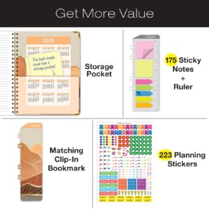 Global Printed Products, HARDCOVER 2024 Planner: (November 2023 Through December 2024) 8.5"x11" Daily Weekly Monthly Planner Yearly Agenda Bookmark, Pocket Folder & Sticky Note Set (Golden Desert)