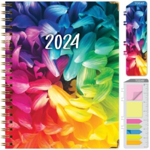 global printed products, hardcover 2024 planner: (november 2023 through december 2024) 8.5"x11" daily weekly monthly planner yearly agenda. bookmark, pocket folder & sticky note set (rainbow petals)