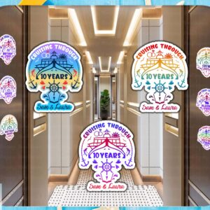 Personalized Cruising Through Years Cruise Door Decorations Magnetic, Anniversary Cruise Magnet for Couples Matching, 10, 20, 30 Years Anniversary Cruise, Caribbean Disney Carnival Ship