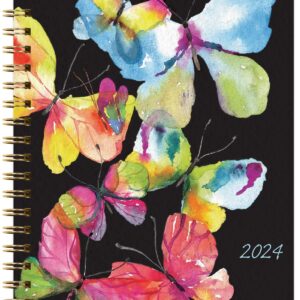 HARDCOVER 2024 Planner: (November 2023 Through December 2024) 8.5"x11" Daily Weekly Monthly Planner Yearly Agenda. Bookmark, Pocket Folder and Sticky Note Set (Black Watercolor Butterflies)