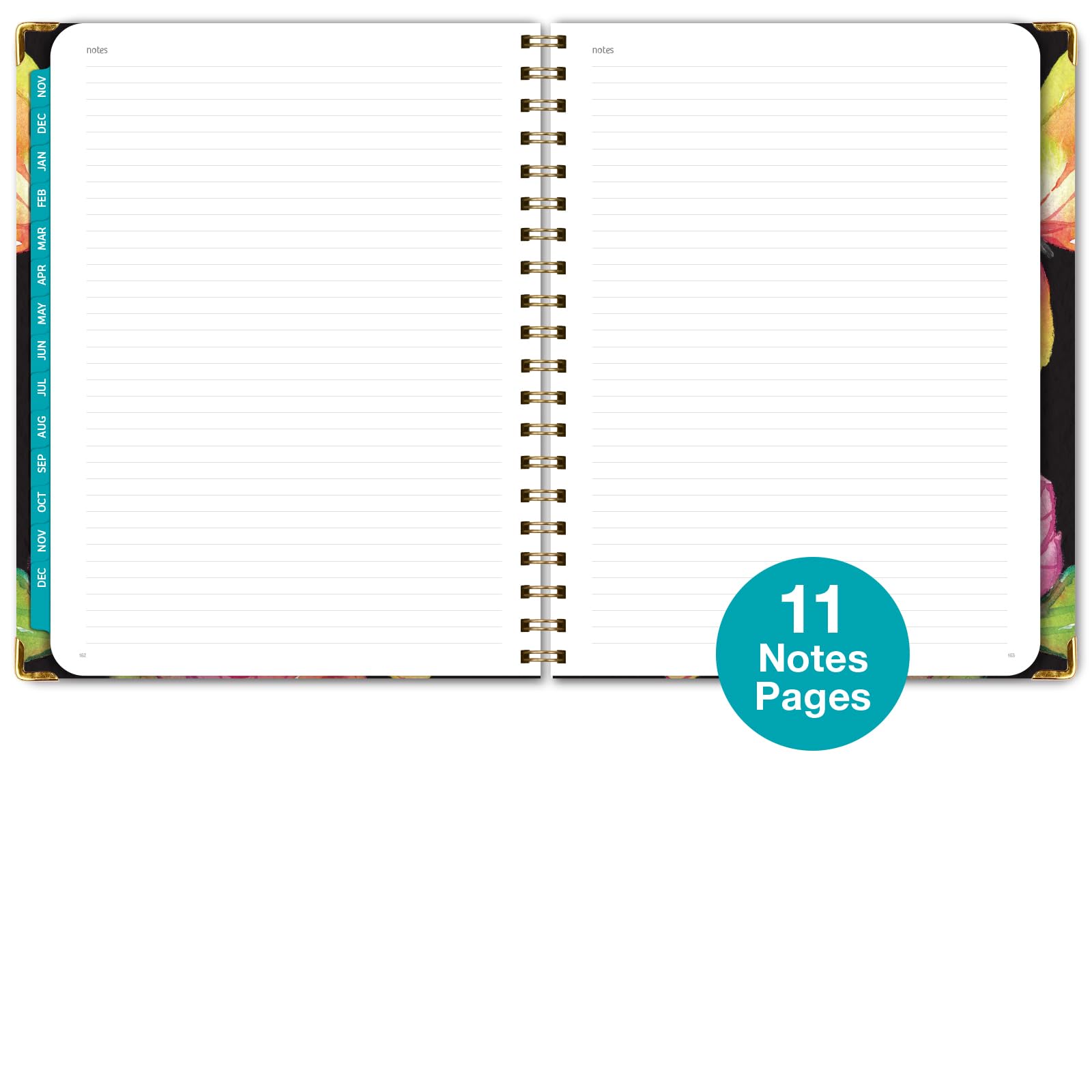 HARDCOVER 2024 Planner: (November 2023 Through December 2024) 8.5"x11" Daily Weekly Monthly Planner Yearly Agenda. Bookmark, Pocket Folder and Sticky Note Set (Black Watercolor Butterflies)