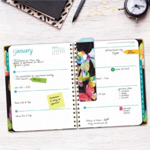 HARDCOVER 2024 Planner: (November 2023 Through December 2024) 8.5"x11" Daily Weekly Monthly Planner Yearly Agenda. Bookmark, Pocket Folder and Sticky Note Set (Black Watercolor Butterflies)