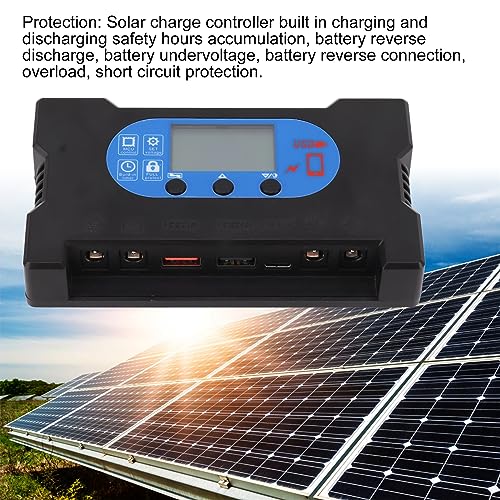 Solar Panel Controller, Fast Charging, Solar Panel Charger with Dual USB Type C, DC Fast Charging, Solar Charge Discharge Controller, Wiring Use (80A)