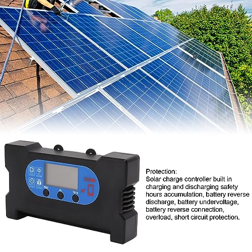 Solar Panel Controller, Fast Charging, Solar Panel Charger with Dual USB Type C, DC Fast Charging, Solar Charge Discharge Controller, Wiring Use (80A)