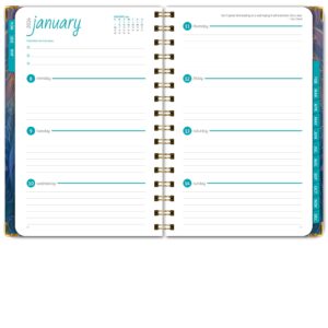 Global Printed Products HARDCOVER 2024 Planner: (November 2023 Through December 2024) 5.5"x8" Daily Weekly Monthly Planner Yearly Agenda Bookmark, Pocket Folder & Sticky Note Set (Pastel Peacock)