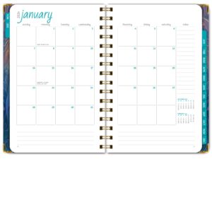 Global Printed Products HARDCOVER 2024 Planner: (November 2023 Through December 2024) 5.5"x8" Daily Weekly Monthly Planner Yearly Agenda Bookmark, Pocket Folder & Sticky Note Set (Pastel Peacock)