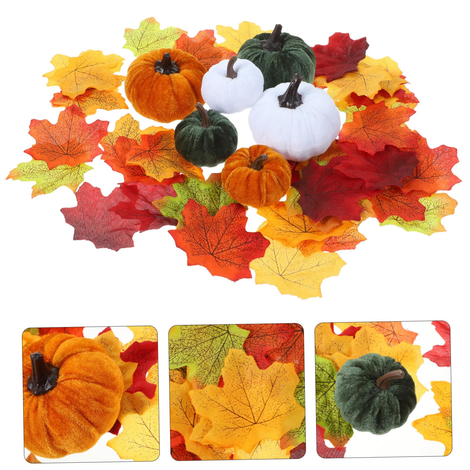 NOLITOY 1 Set Decorations Autumn Plush Model Pumpkin Decor 8 cm Thanksgiving Tabletop Adorn Artificial Foam Pumpkin Artificial Pumpkin Adorn Supplies Decorate Cloth Maple Leaves Model