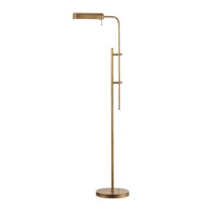o'bright cedric adjustable pharmacy floor lamp - industrial design for reading, crafting, work - 10w led, height 45-61 inches - ideal for living room, bedside, office - antique brass