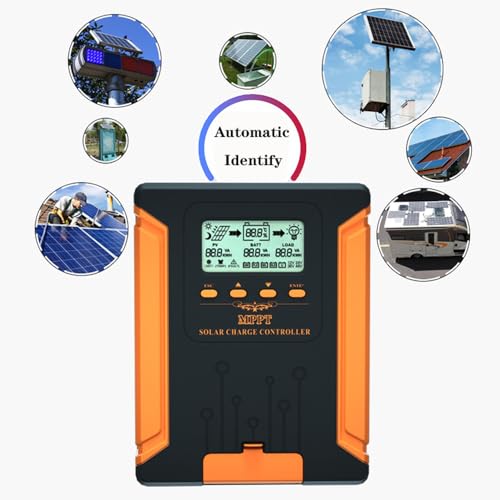 ATMOREA MPPT 60 Amp Solar Charge Controller - 12V 24V 36V 48V Auto Adaptive - LCD Display -Dual Fans Cooling- Supports up to 180V PV Input for AGM, Gel, Flooded and Lithium Battery