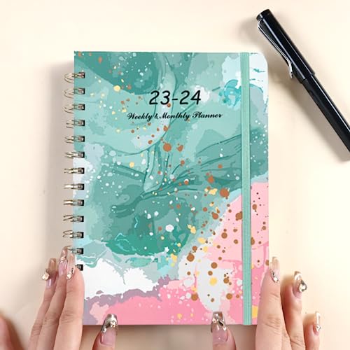 Academic Diary 2023-2024 Mid Year Diary July 2023-June 2024 A5 Week to View Twin-Wire Binding Weekly Planner with Hardcover Style 1