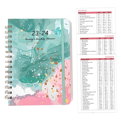 Academic Diary 2023-2024 Mid Year Diary July 2023-June 2024 A5 Week to View Twin-Wire Binding Weekly Planner with Hardcover Style 1