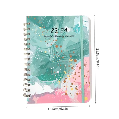 Academic Diary 2023-2024 Mid Year Diary July 2023-June 2024 A5 Week to View Twin-Wire Binding Weekly Planner with Hardcover Style 1