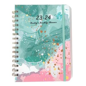 Academic Diary 2023-2024 Mid Year Diary July 2023-June 2024 A5 Week to View Twin-Wire Binding Weekly Planner with Hardcover Style 1