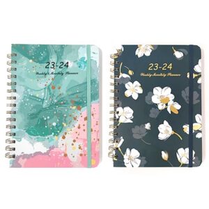 Academic Diary 2023-2024 Mid Year Diary July 2023-June 2024 A5 Week to View Twin-Wire Binding Weekly Planner with Hardcover Style 1