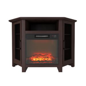 clihome 70in fireplace tv stand set entertainment center with electric fireplace inserts heater with cabinets christmas decor tv stands for living room with fireplace vintage fire places, brown