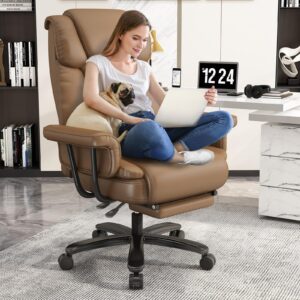 gyi big and tall office chair 400lbs with wide seat and arms, 160° reclining office chair with footrest, comfortable executive office desk chair high back, computer chair home office