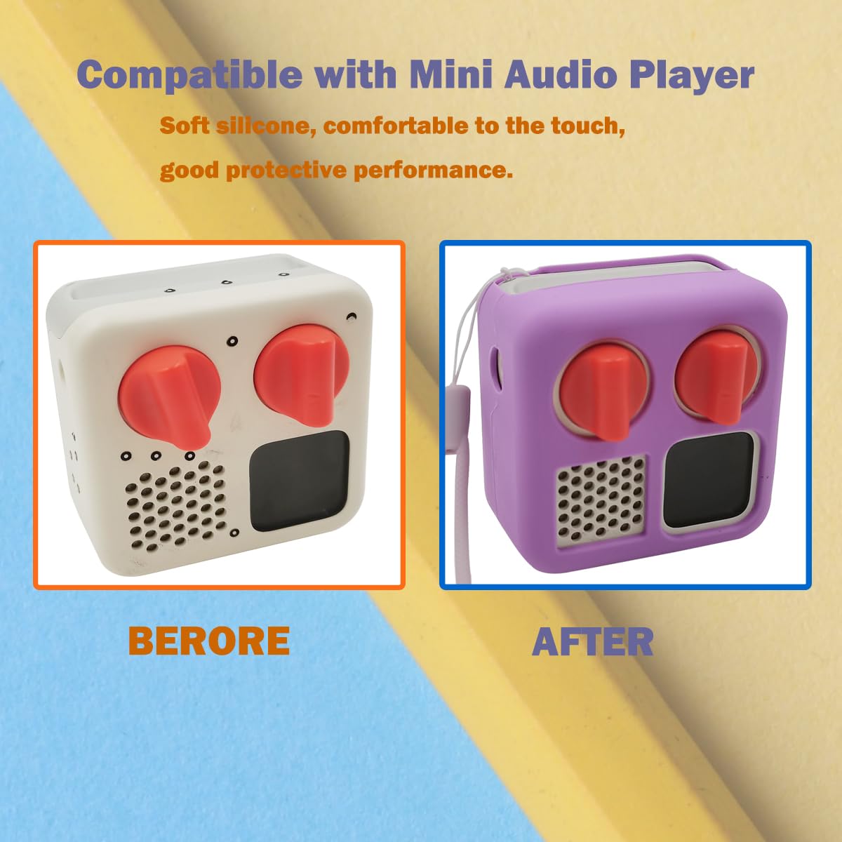 Anti-Slip Silicone Cover for YOTO Mini Audio Player, Protective Sleeve Case for Mini Player; Accessory for Kids Music Players (Case Only) (Purple)