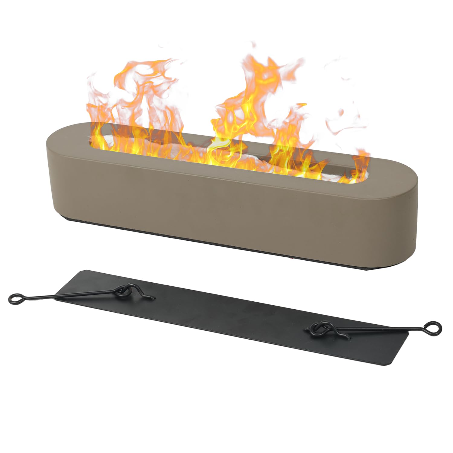 BPS Portable Mini Concrete Tabletop Fire Pit, Compact Rectangular Design in Brown for Indoor & Outdoor - Bio Ethanol Fuel