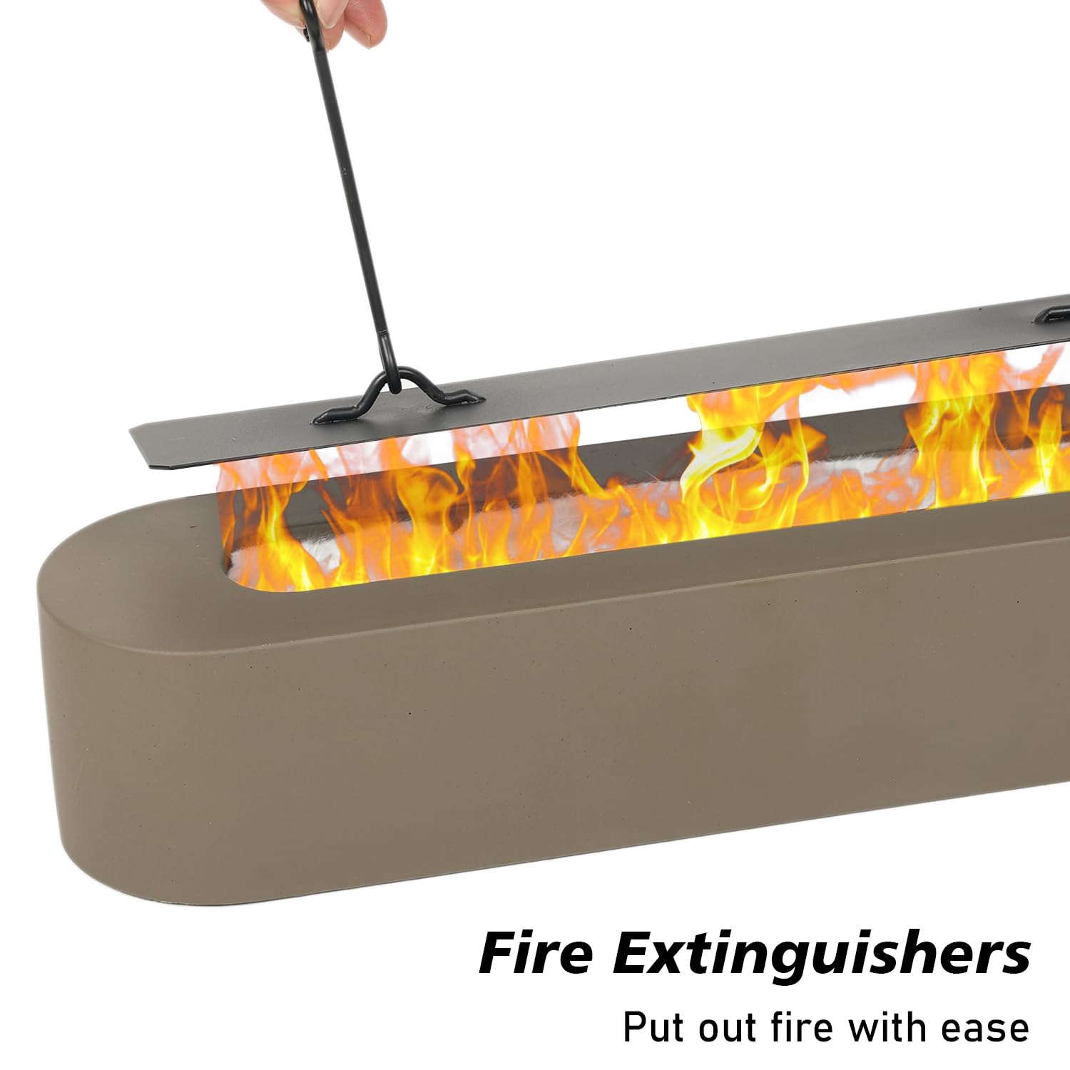 BPS Portable Mini Concrete Tabletop Fire Pit, Compact Rectangular Design in Brown for Indoor & Outdoor - Bio Ethanol Fuel