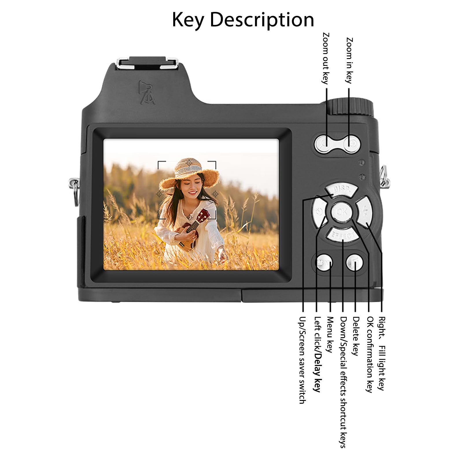 4K Digital Camera, 48MP, Manual Focusing, Retro Anti Slip Pattern Handle, Long Battery Life, Manual Rotation, VLOG Shooting, Compatible with Other Devices