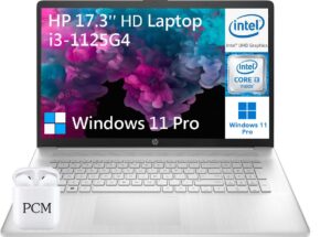 hp 17.3 inch business laptop, 11th gen intel core i3-1125g4, 16gb ram, 1tb ssd, windows 11 pro, wi-fi, bluetooth, webcam, hdmi, natural silver, pcm