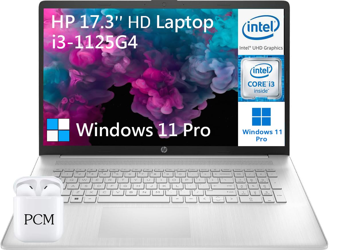 HP 17.3 Inch Business Laptop, 11th Gen Intel Core i3-1125G4, 16GB RAM, 1TB SSD, Windows 11 Pro, Wi-Fi, Bluetooth, Webcam, HDMI, Natural Silver, PCM